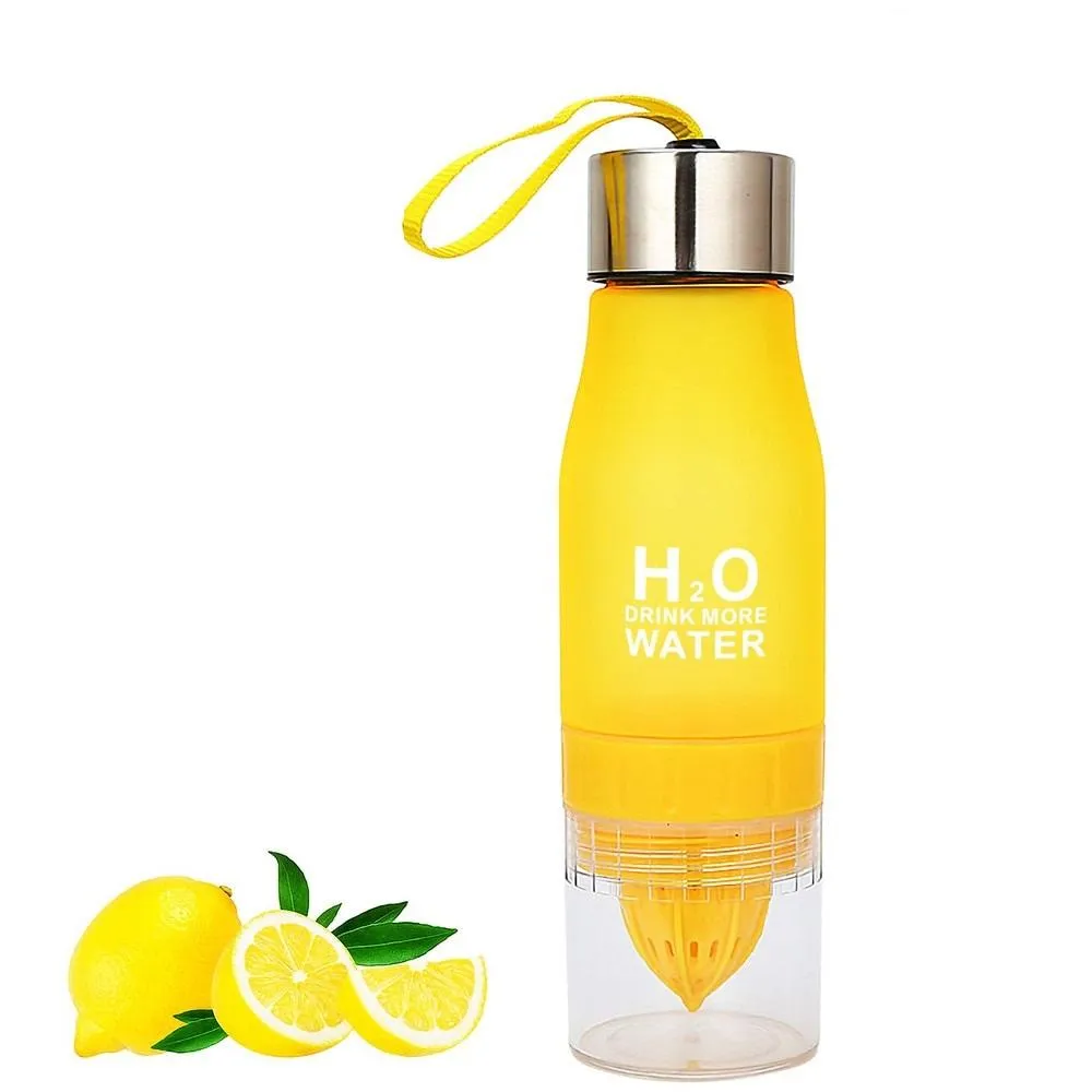 650ML Sport Outdoor Travel Lemon Infuser Juice Water Bottle Pulp