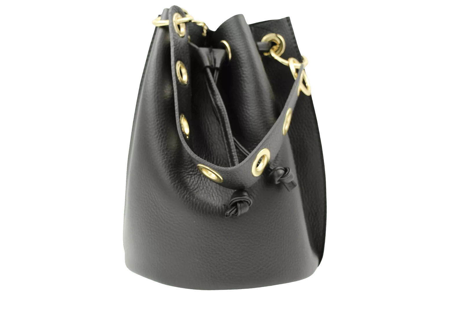 ANDREA CARDONE Black Leather Bucket Handbag