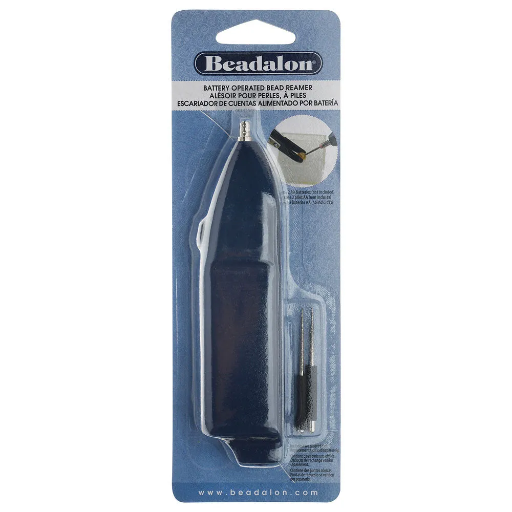 Beadalon Bead Reamer, Battery Operated with 2 Tips, Black (1 Piece)