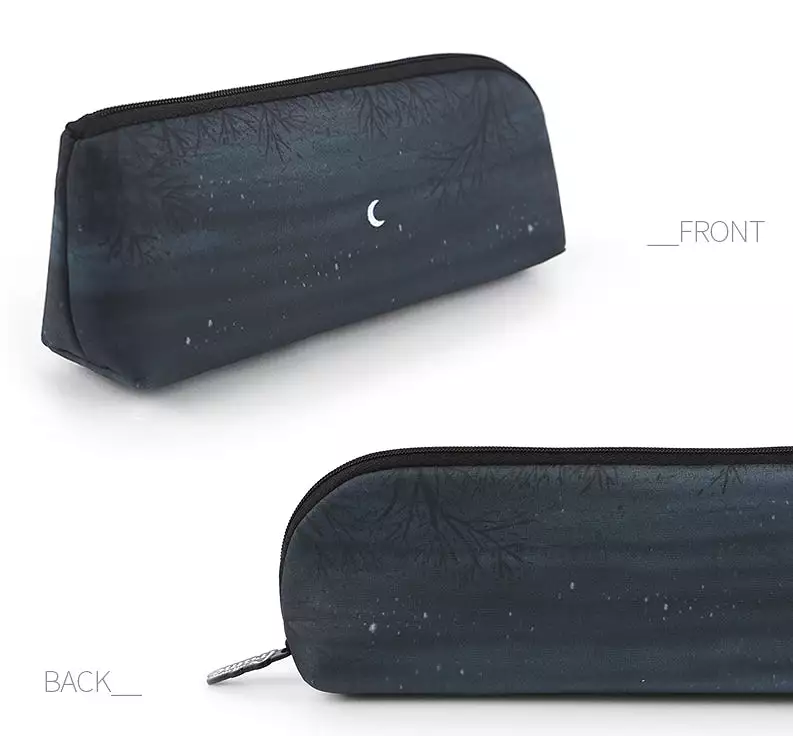 Black Moon night Graphic Pencil Cases Stationery Zipper School 19cm Office organizers cosmetic pouch