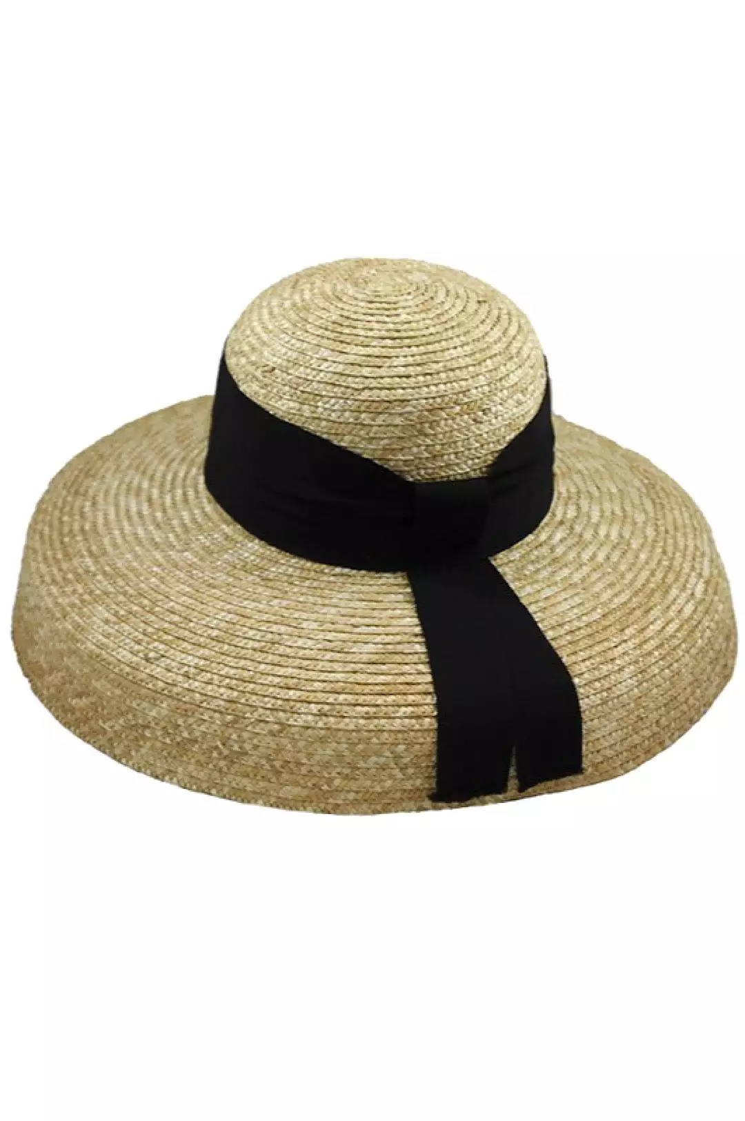 Black Short Ribbon Downward Brim Hat