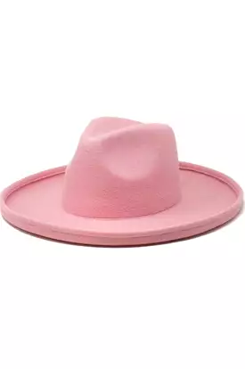 Blush Pink Rolled Brim Rancher Style Hat