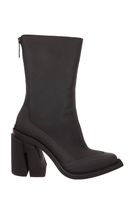 Both Black Rubber Pointed Toe Calf High Boot Size 36