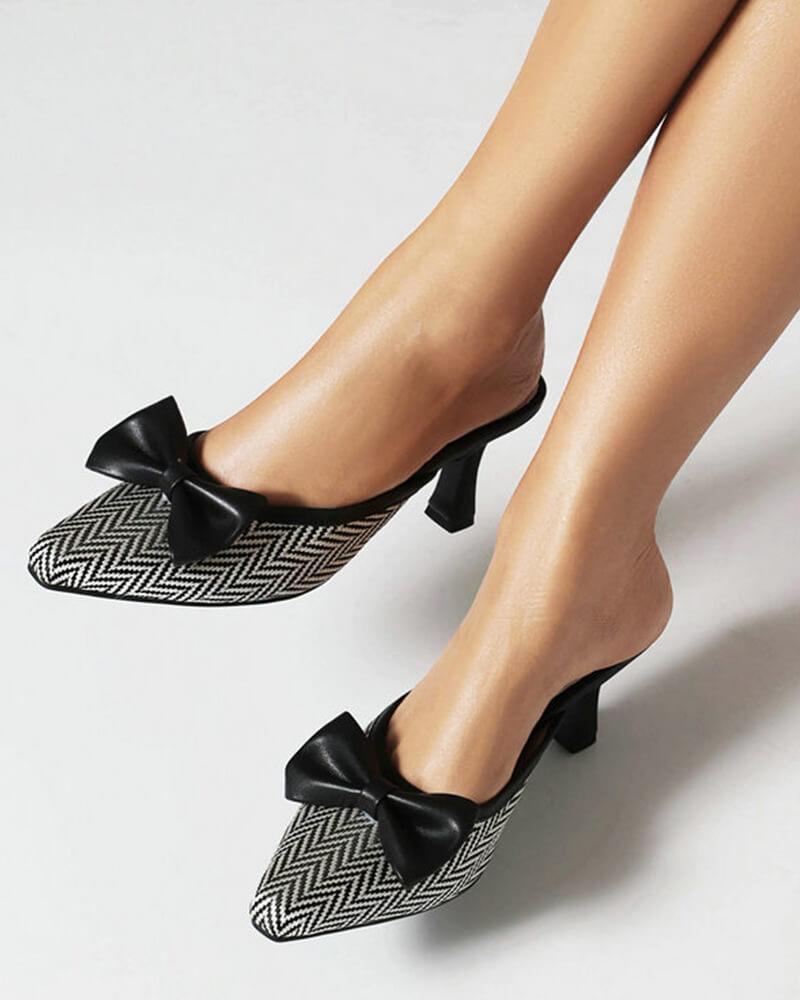 Bow Stiletto High Heel Mules