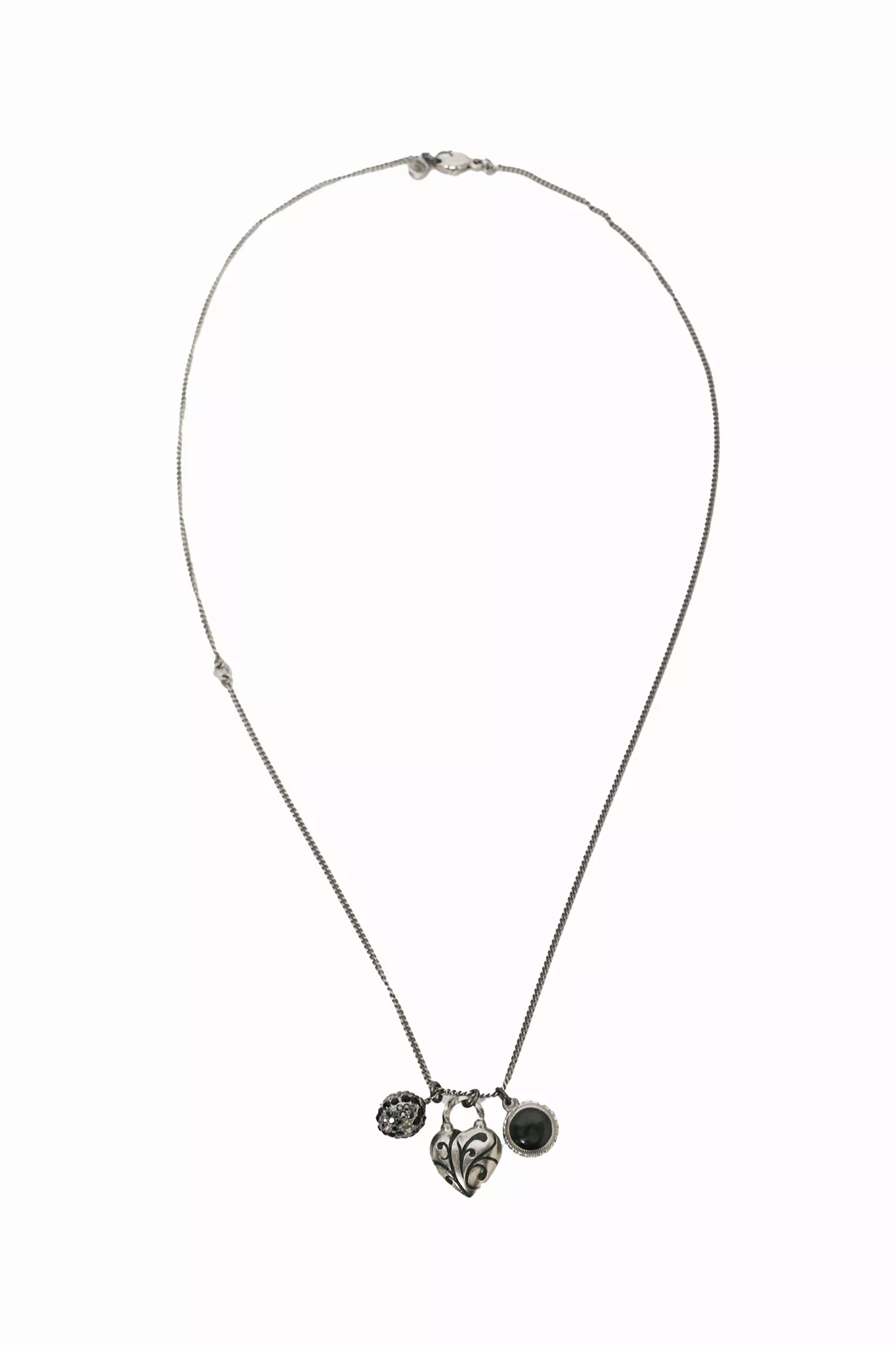 Chanel 2009 Silver Tone Heart Shaped CC Charmed Necklace