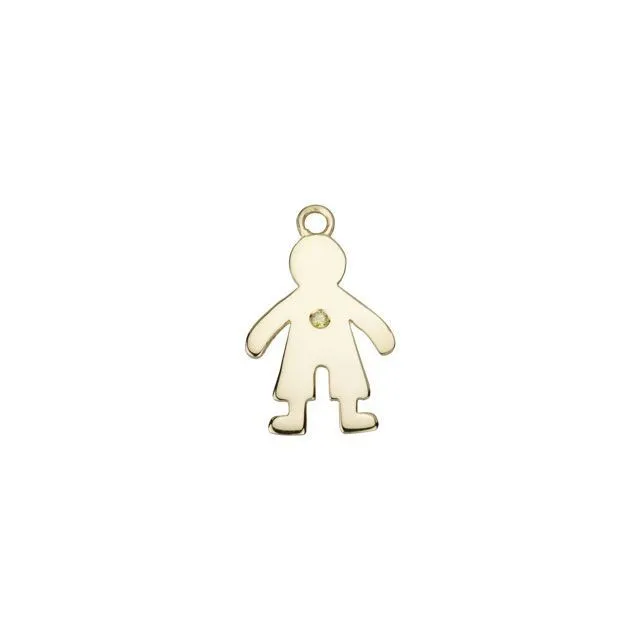 Charm, Kid Boy with Canary Yellow Diamond 18x11mm, Gold Plated (1 Piece)