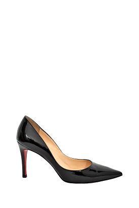 Christian Louboutin Black Patent Leather Pointed Toe Heels sz 34.5