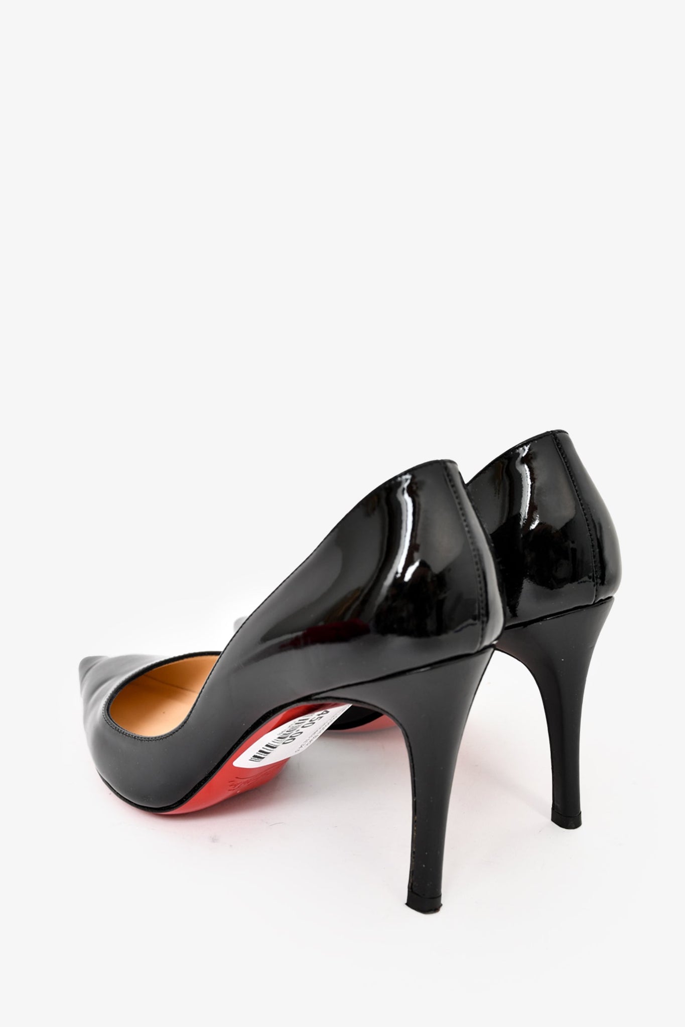 Christian Louboutin Black Patent Leather Pointed Toe Heels sz 34.5