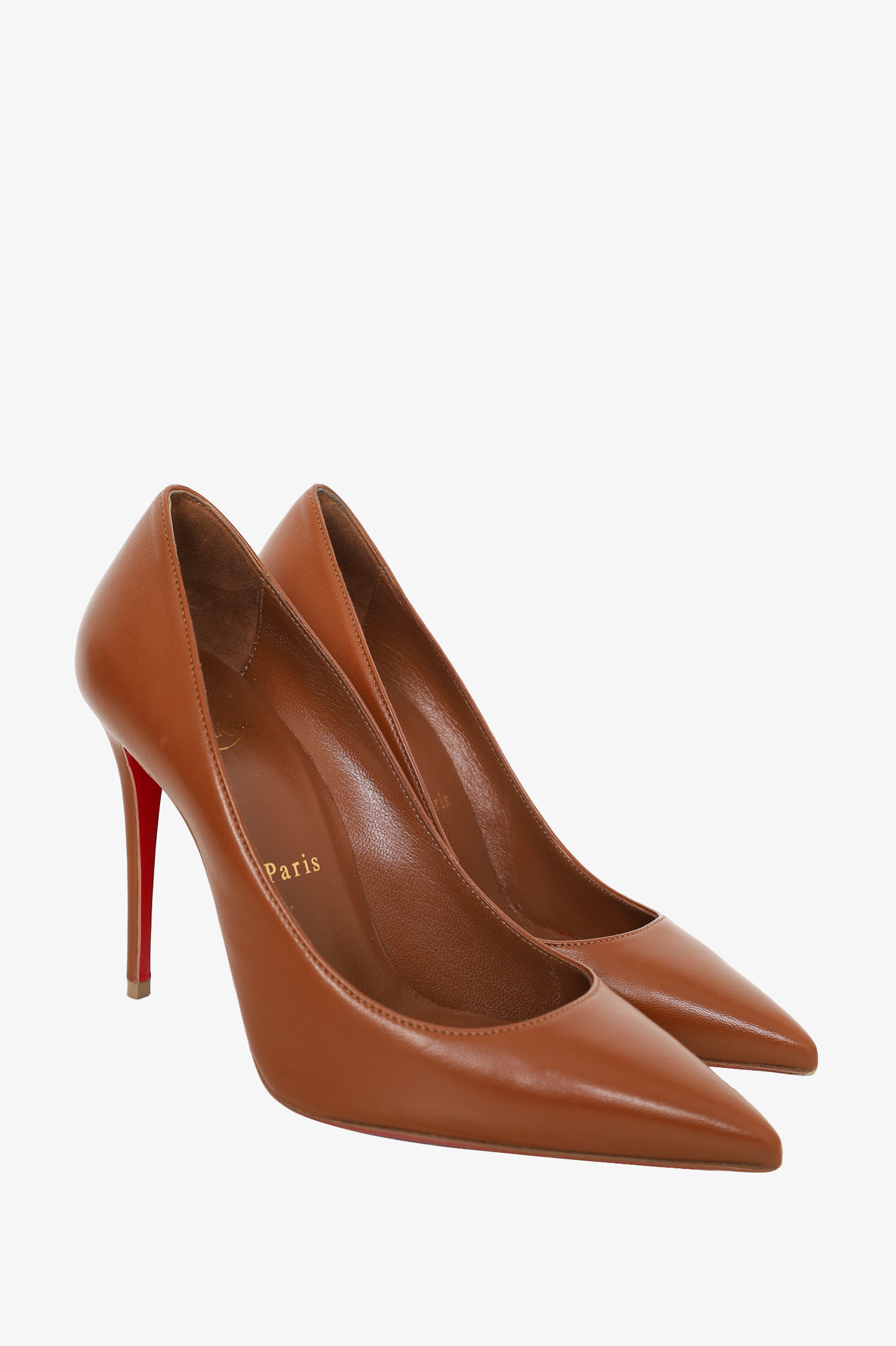 Christian Louboutin Brown Leather Pointed Toe Heels Size 35.5