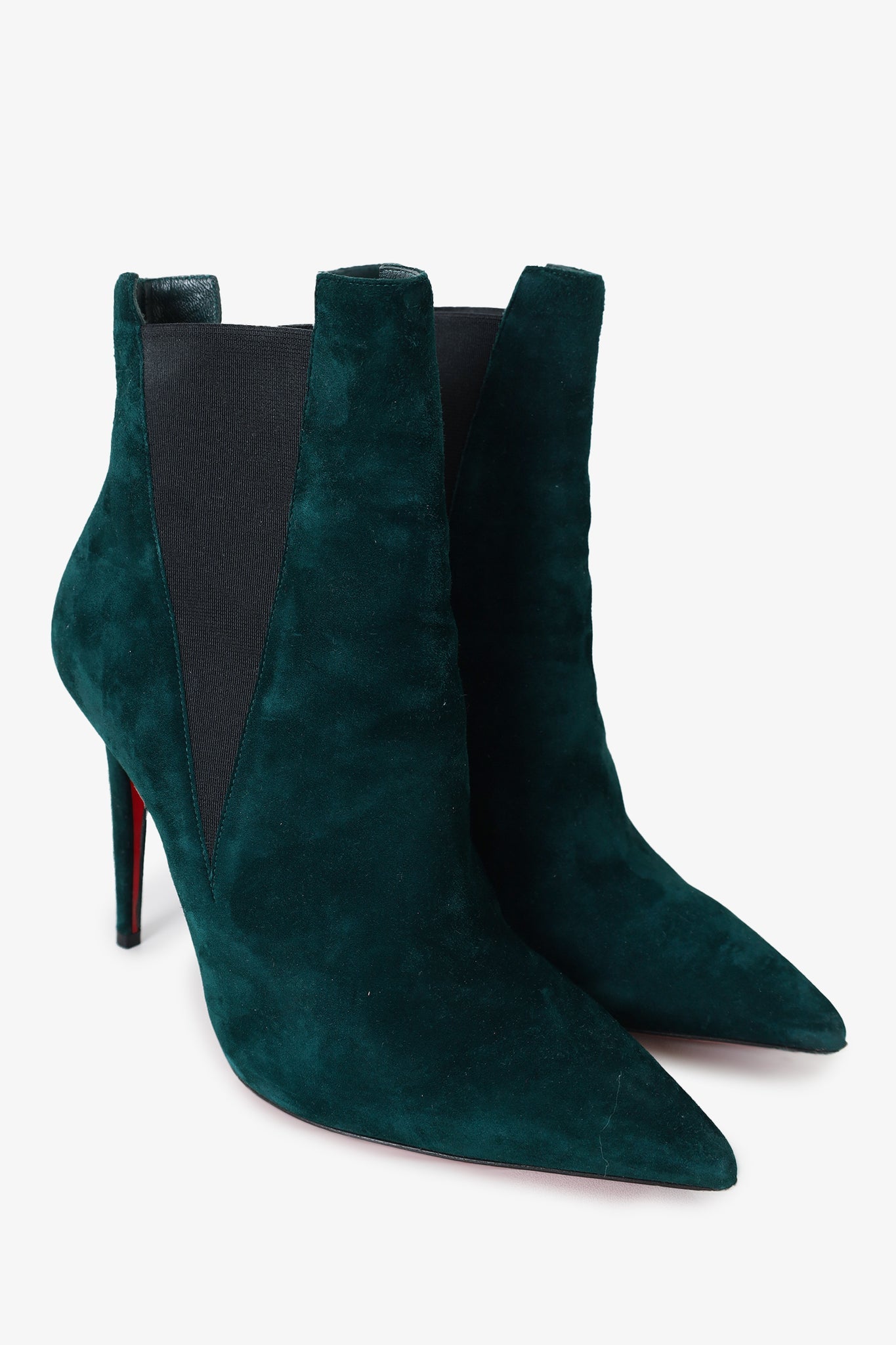 Christian Louboutin Green Suede Pointed Toe Ankle Booties Size 37