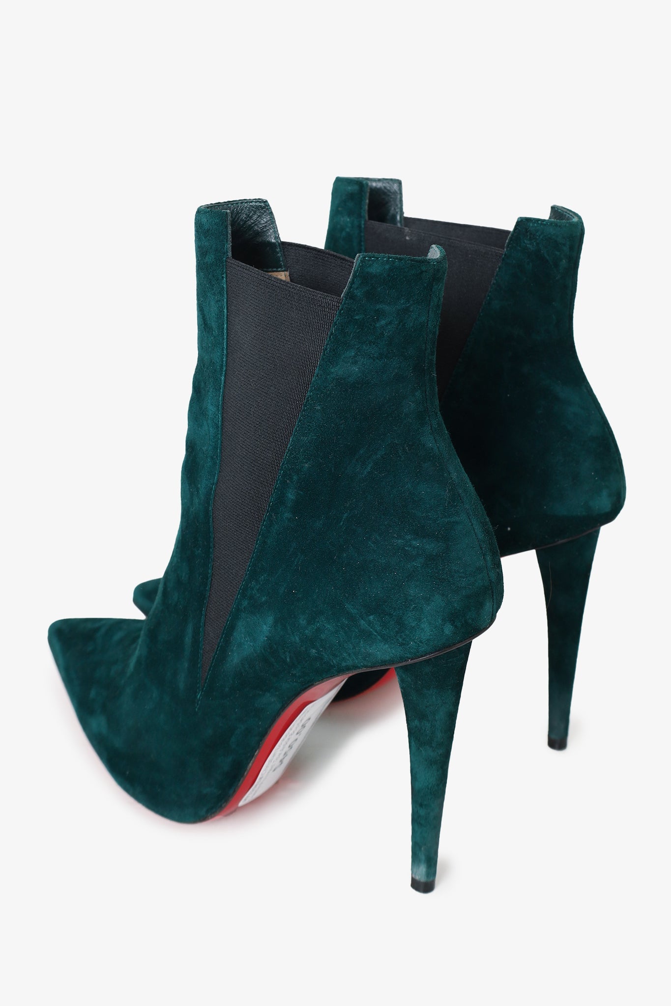 Christian Louboutin Green Suede Pointed Toe Ankle Booties Size 37