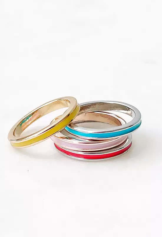 Colorful Multi Band Ring Set