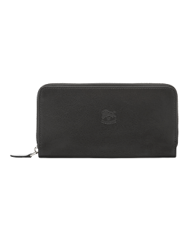 Cowhide Zip Around Wallet (Black)