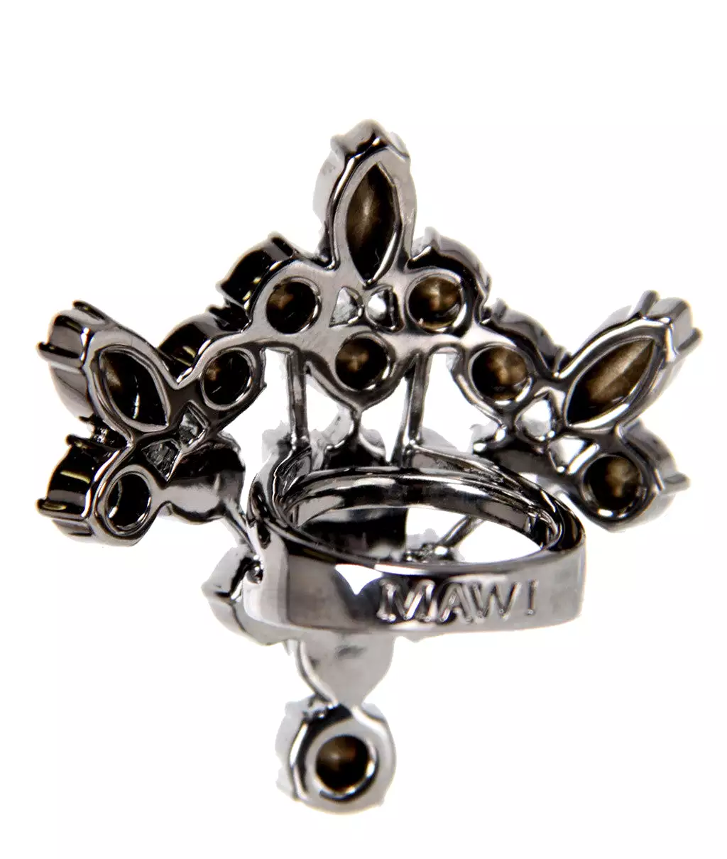 Crystal Chandelier Ring, Hematite