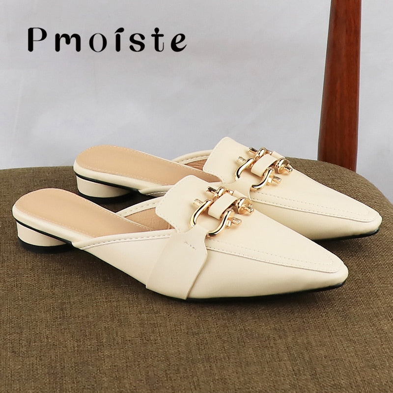 Elegant Low Heel Pointed Toe Mules