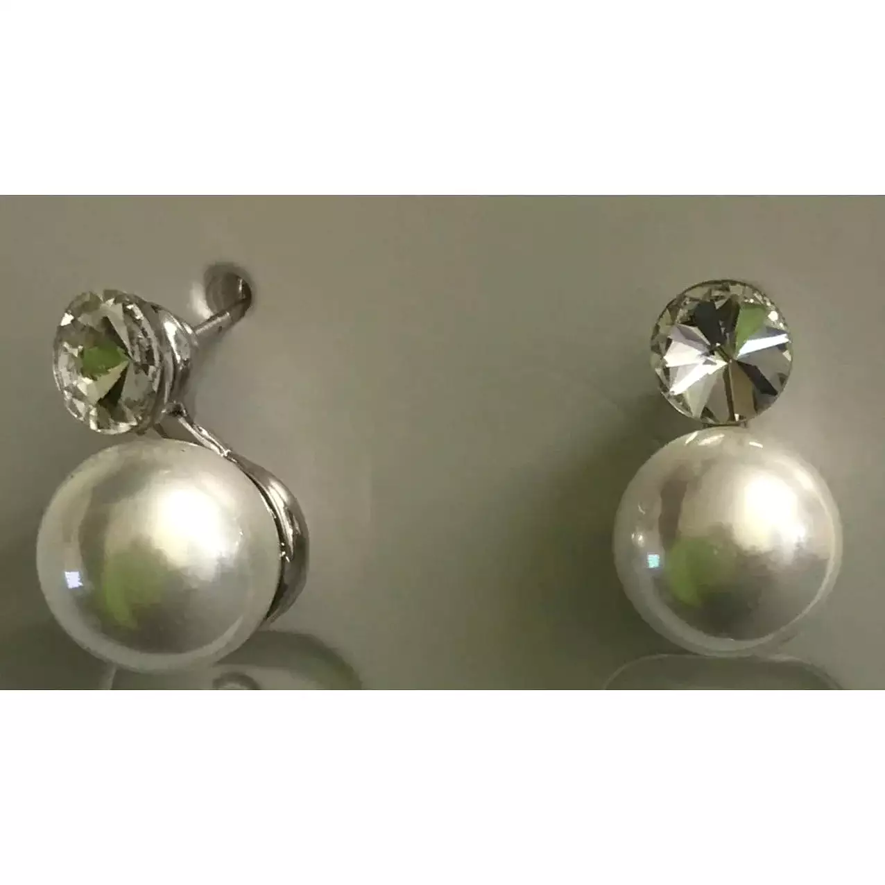 Faux pearl and Crystal drop earrings