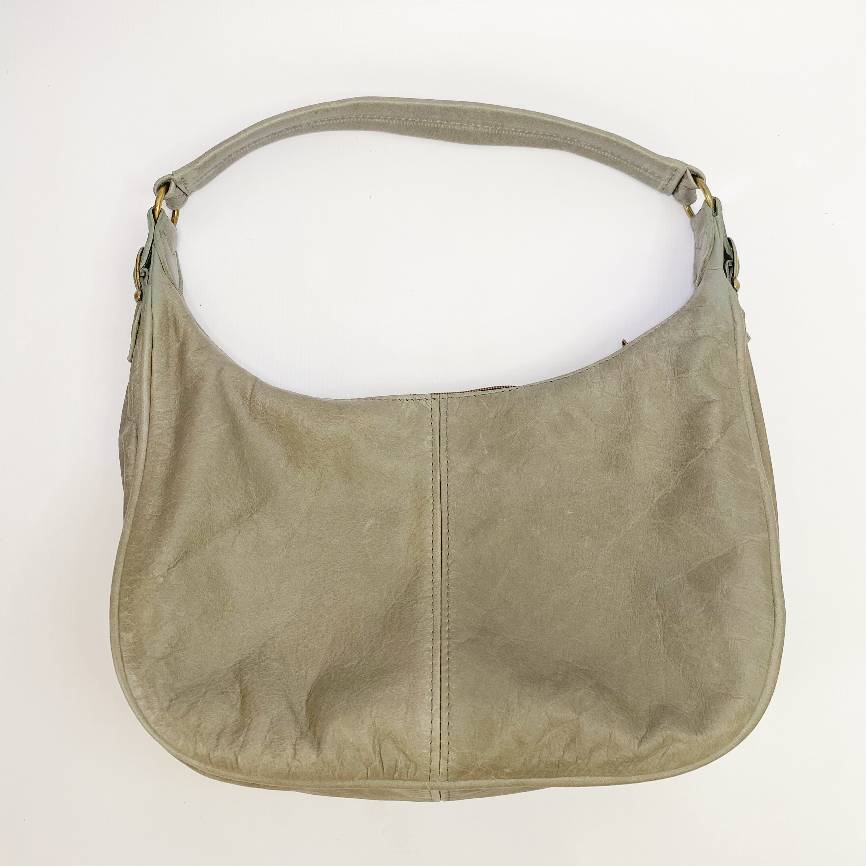 Gia leather taupe hobo bag