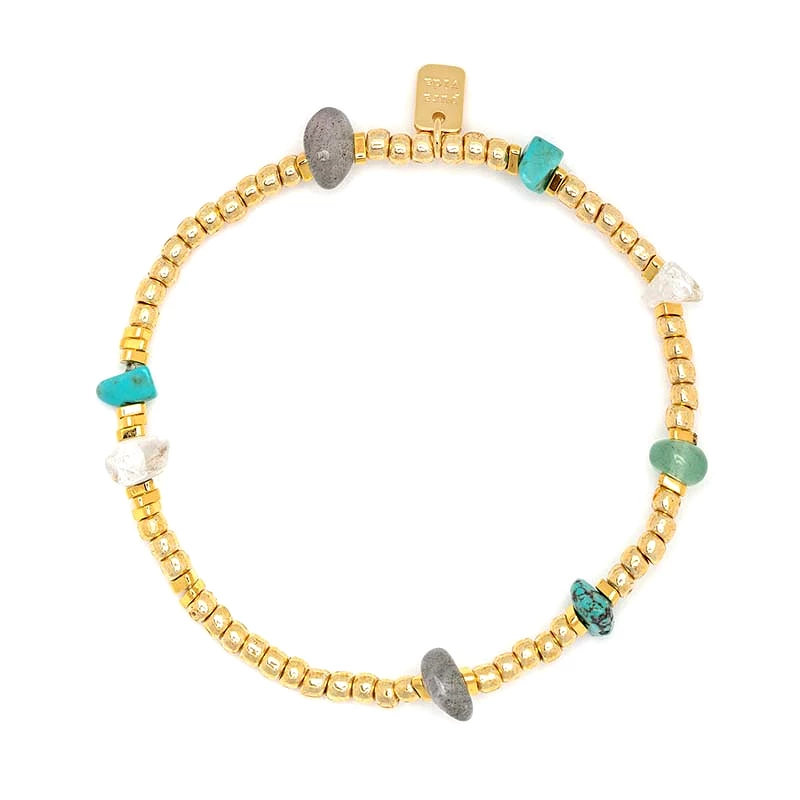 Gold Bead and Stone Chip Bracelet