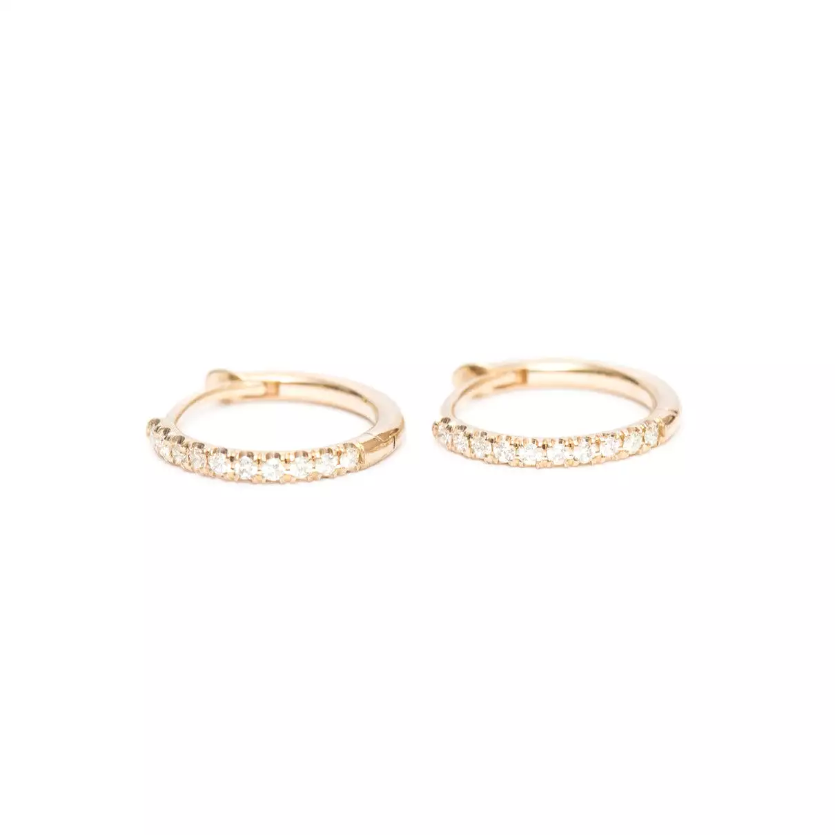 Gold Pave Diamond Huggie Hoops