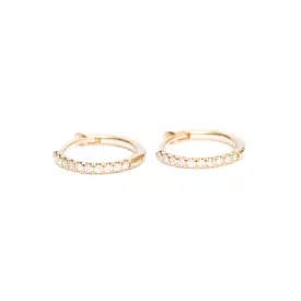 Gold Pave Diamond Huggie Hoops