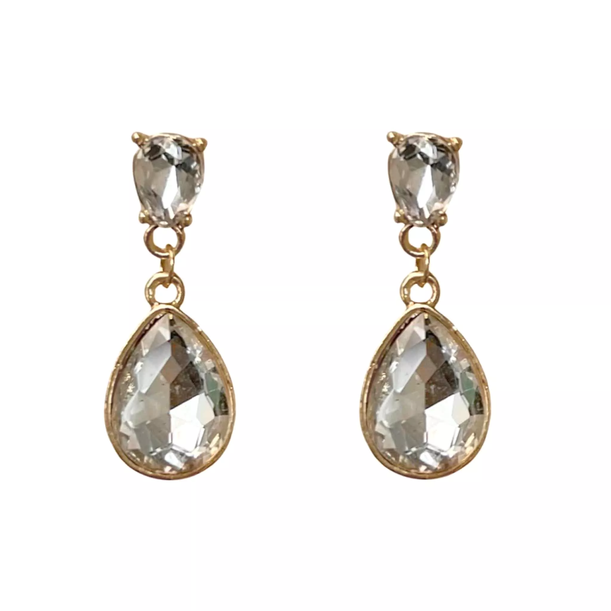 Gold Tone Crystal Drop Earrings