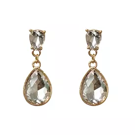 Gold Tone Crystal Drop Earrings