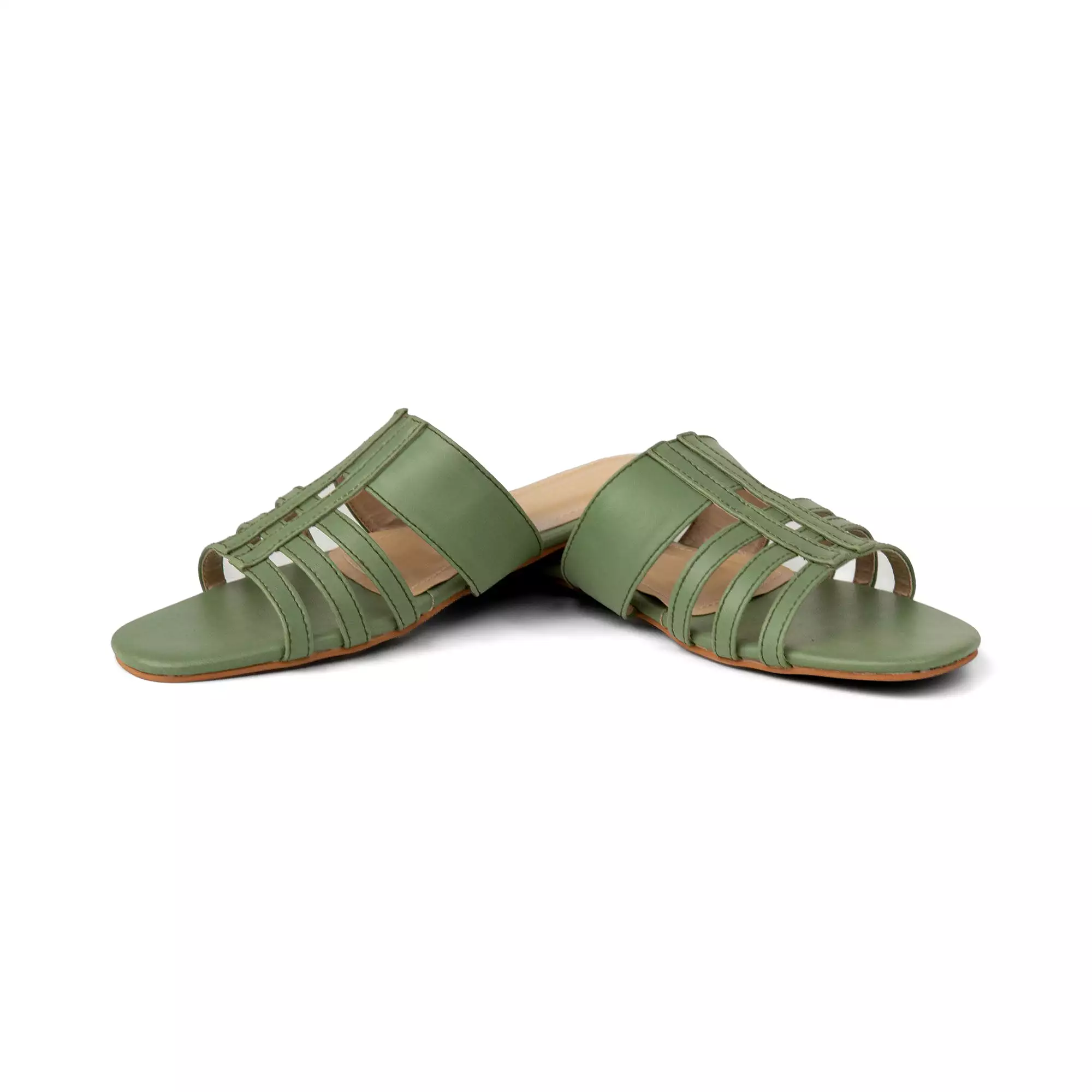 Green Multi Stripes Slides