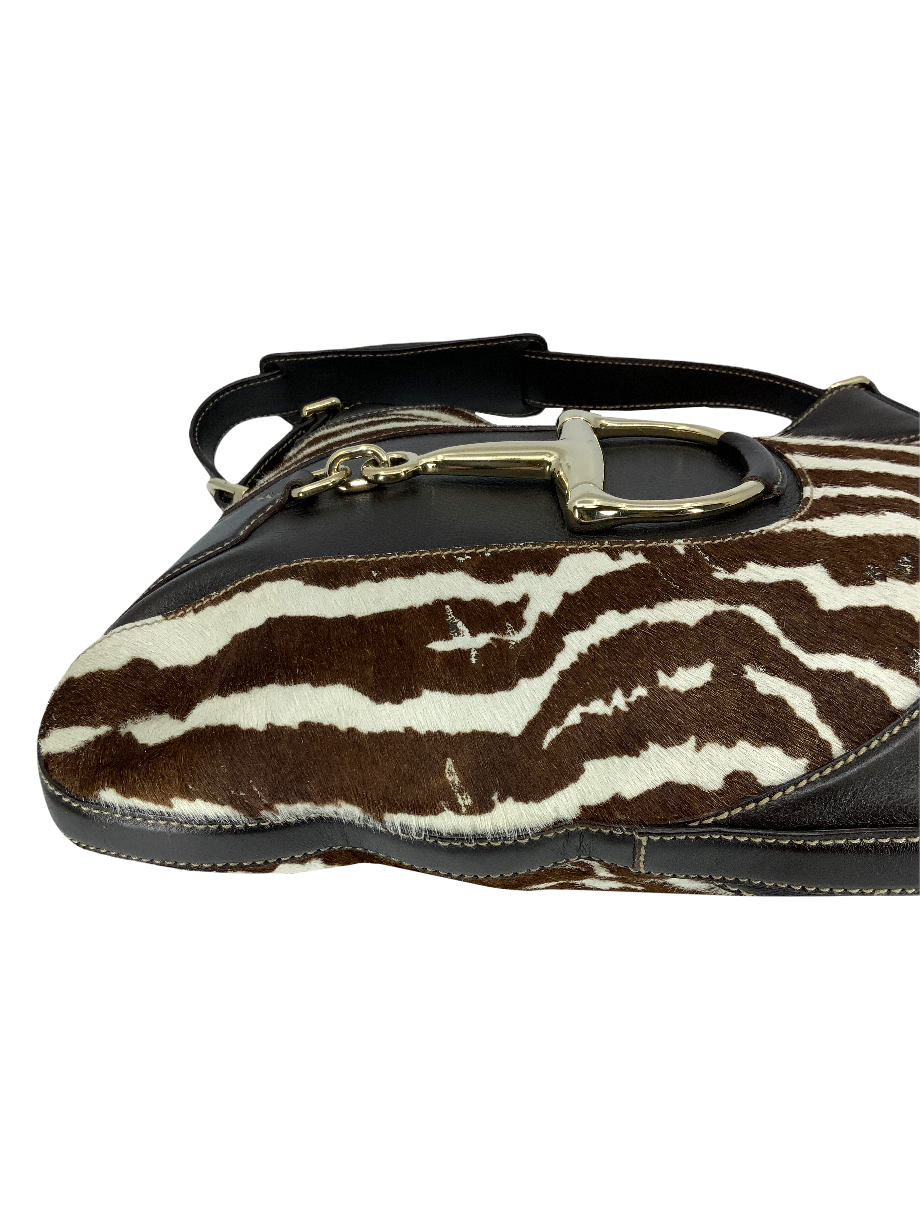 Gucci Zebra Print Pony Hair Horsebit Hasler Hobo Bag