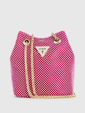 GUESS Lua Rhinestone Mini Bucket Bag Fuchsia