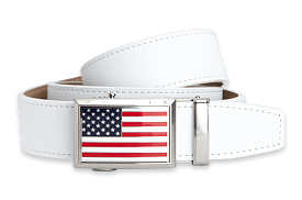 Heritage USA Flag, White 1 3/8 Strap, Golf Belt