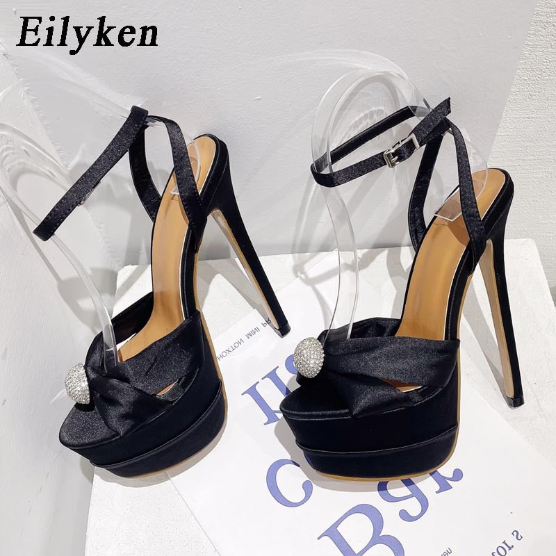 High Heels Banquet Stiletto Shoes Fashion Buckle Strap Platform Pumps