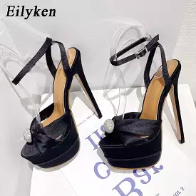 High Heels Banquet Stiletto Shoes Fashion Buckle Strap Platform Pumps