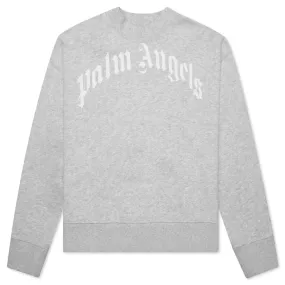 Kid's Classic Curved Logo Crewneck - Melange Gray