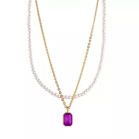 KNIGHT & DAY - Pearl & Amethyst Layered Necklace