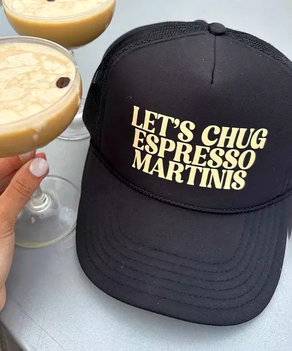 Let's Chug Espresso Martinis Trucker Hat - Black