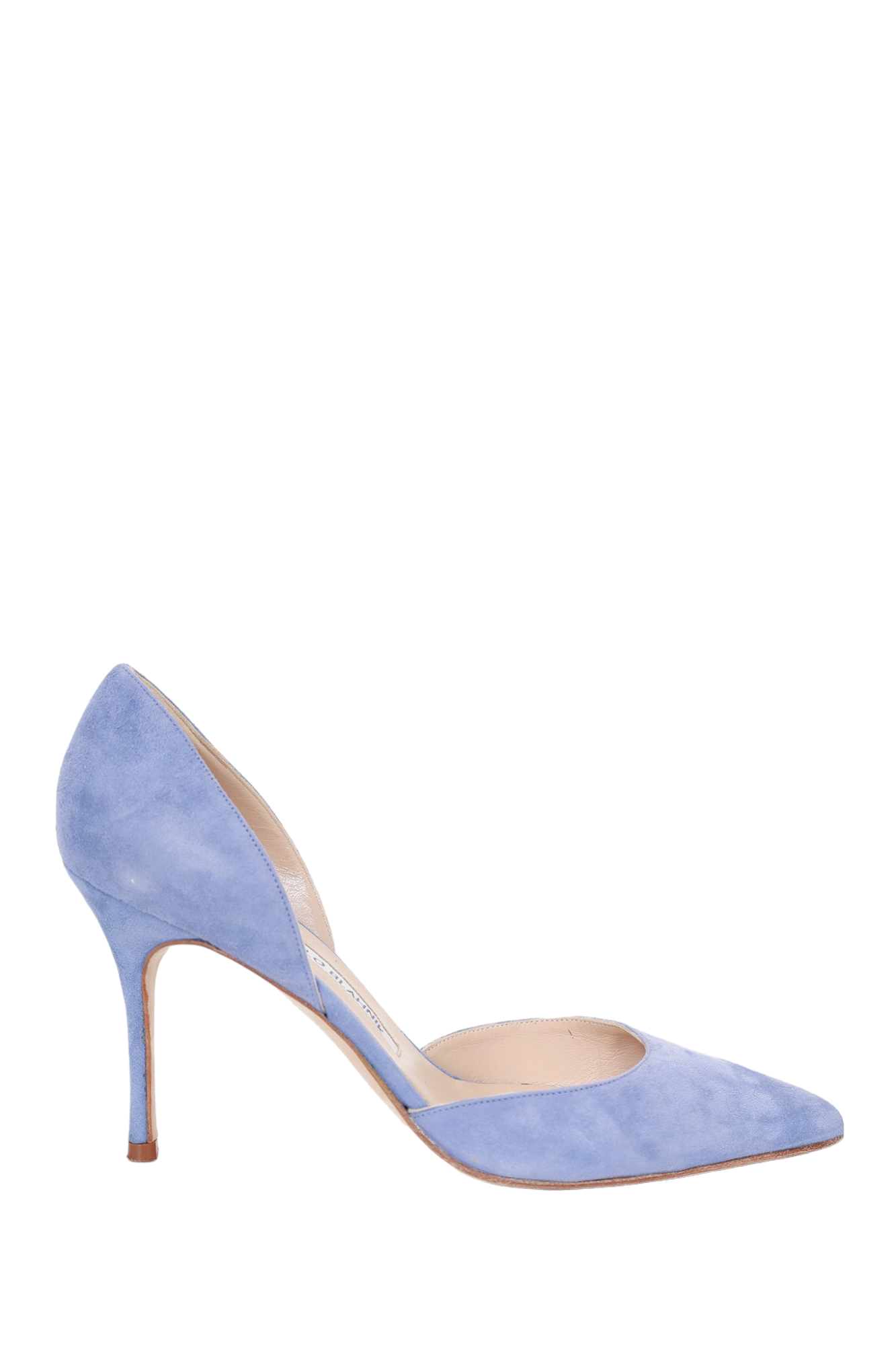 Manolo Blahnik Blue Suede Pointed Toe Heels size 37