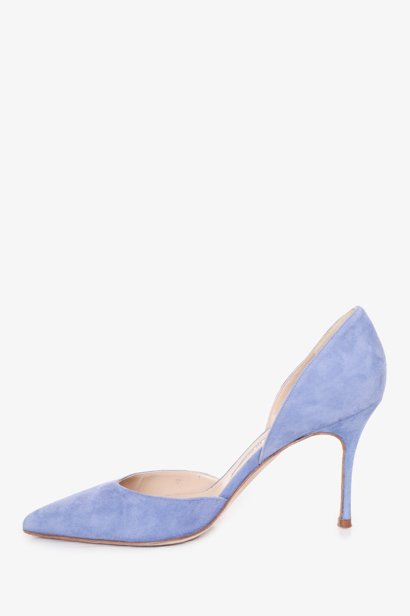 Manolo Blahnik Blue Suede Pointed Toe Heels size 37