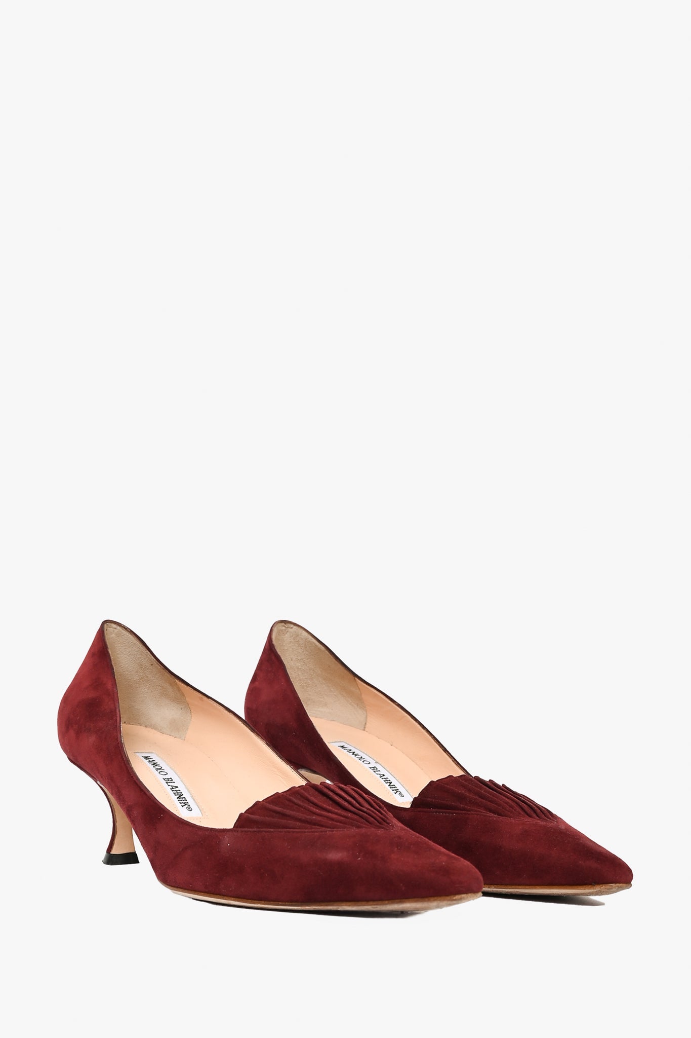 Manolo Blahnik Burgundy Suede Pointed Toe Heels Size 40.5