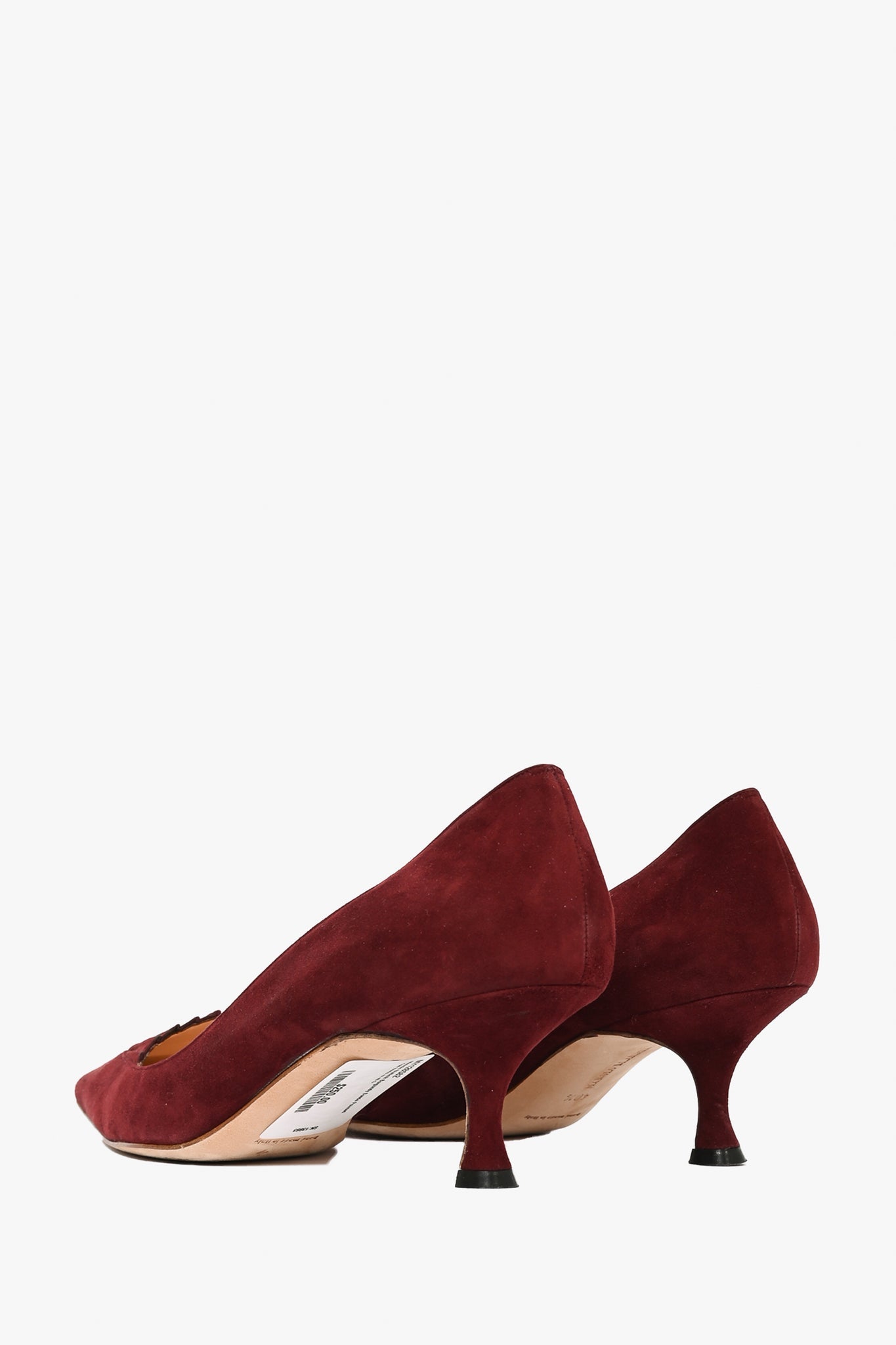 Manolo Blahnik Burgundy Suede Pointed Toe Heels Size 40.5