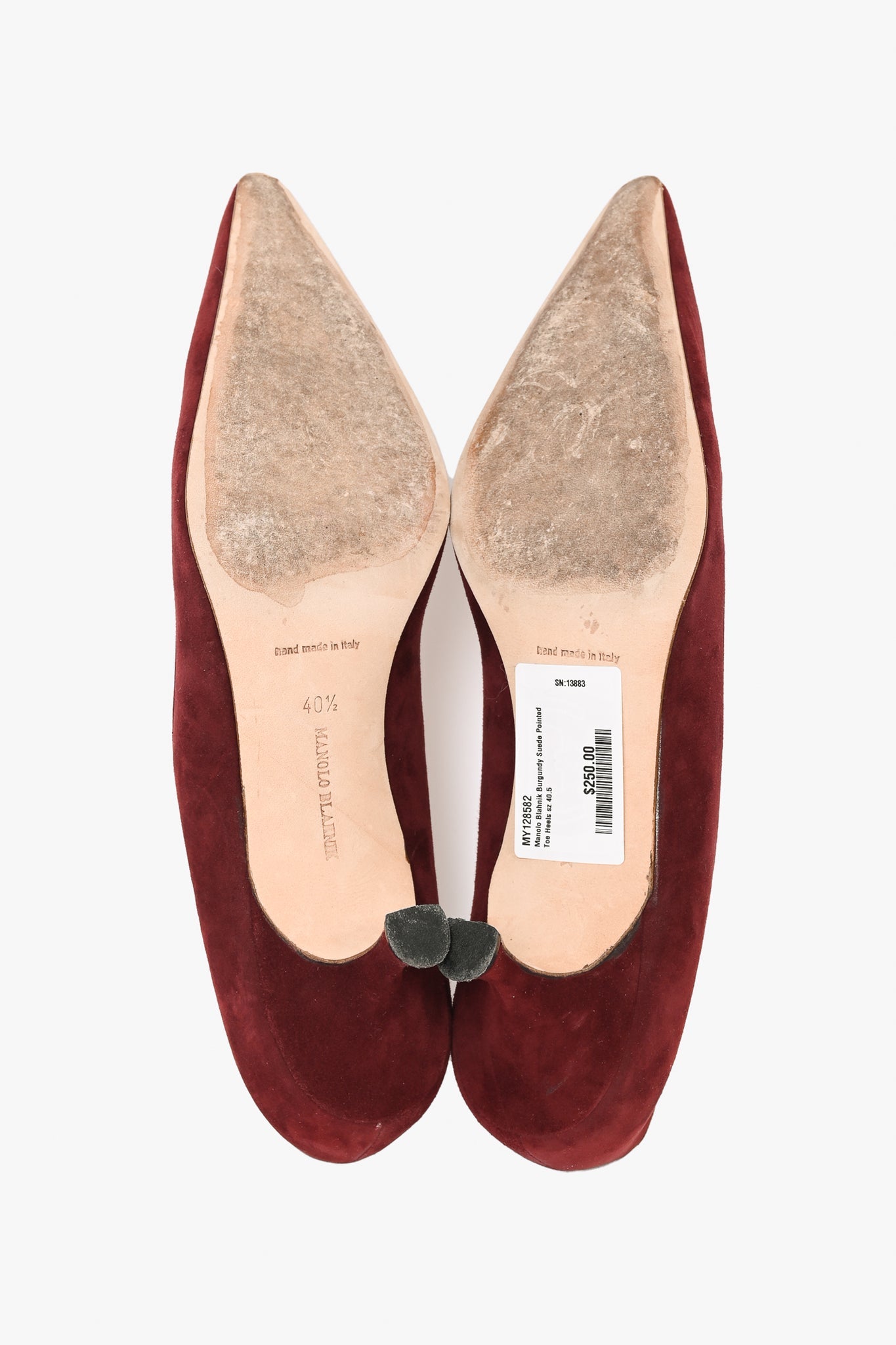 Manolo Blahnik Burgundy Suede Pointed Toe Heels Size 40.5