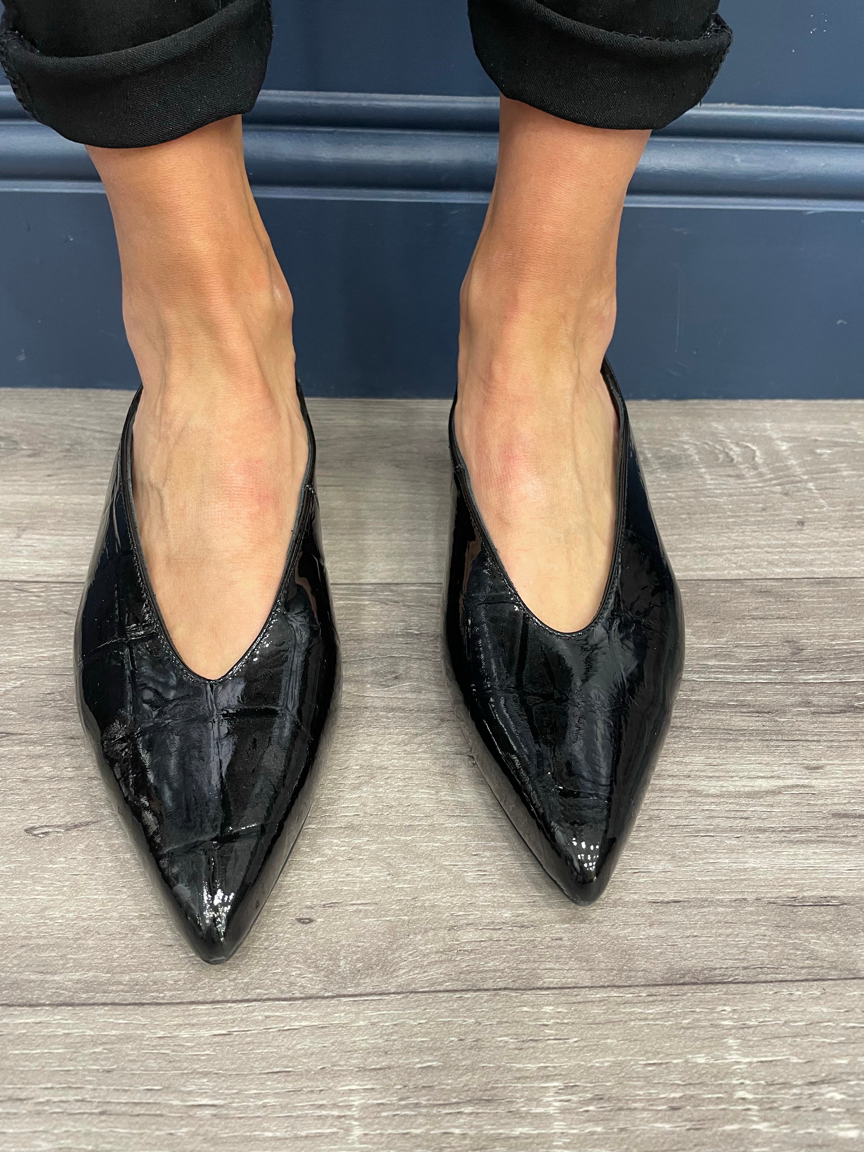 Marian Black Patent Flats