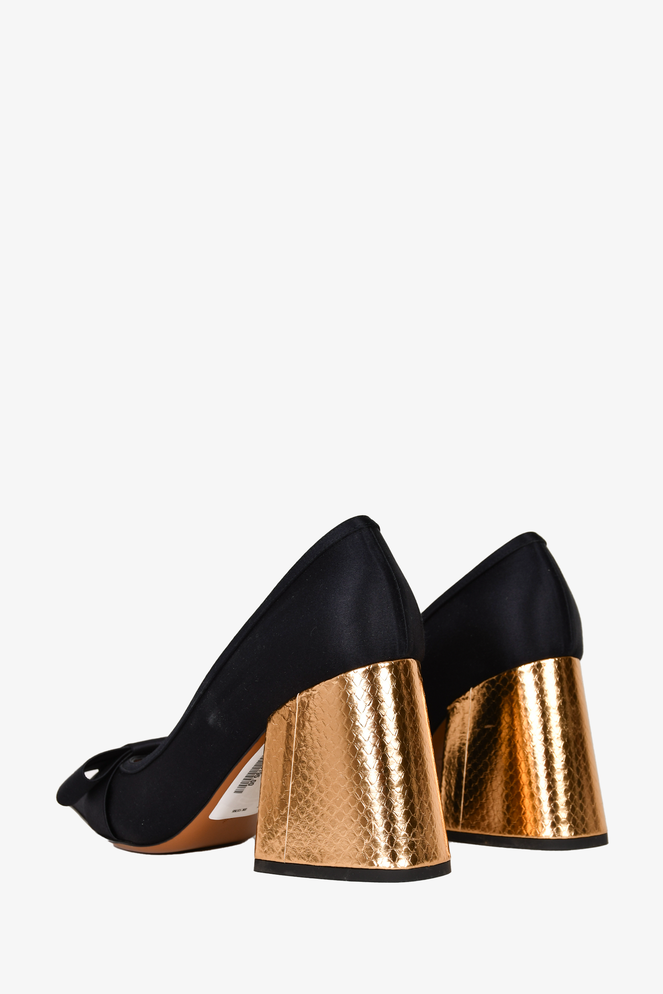 Marni Black/Gold Bow Detail Pointed Toe Block Heels Size 39.5