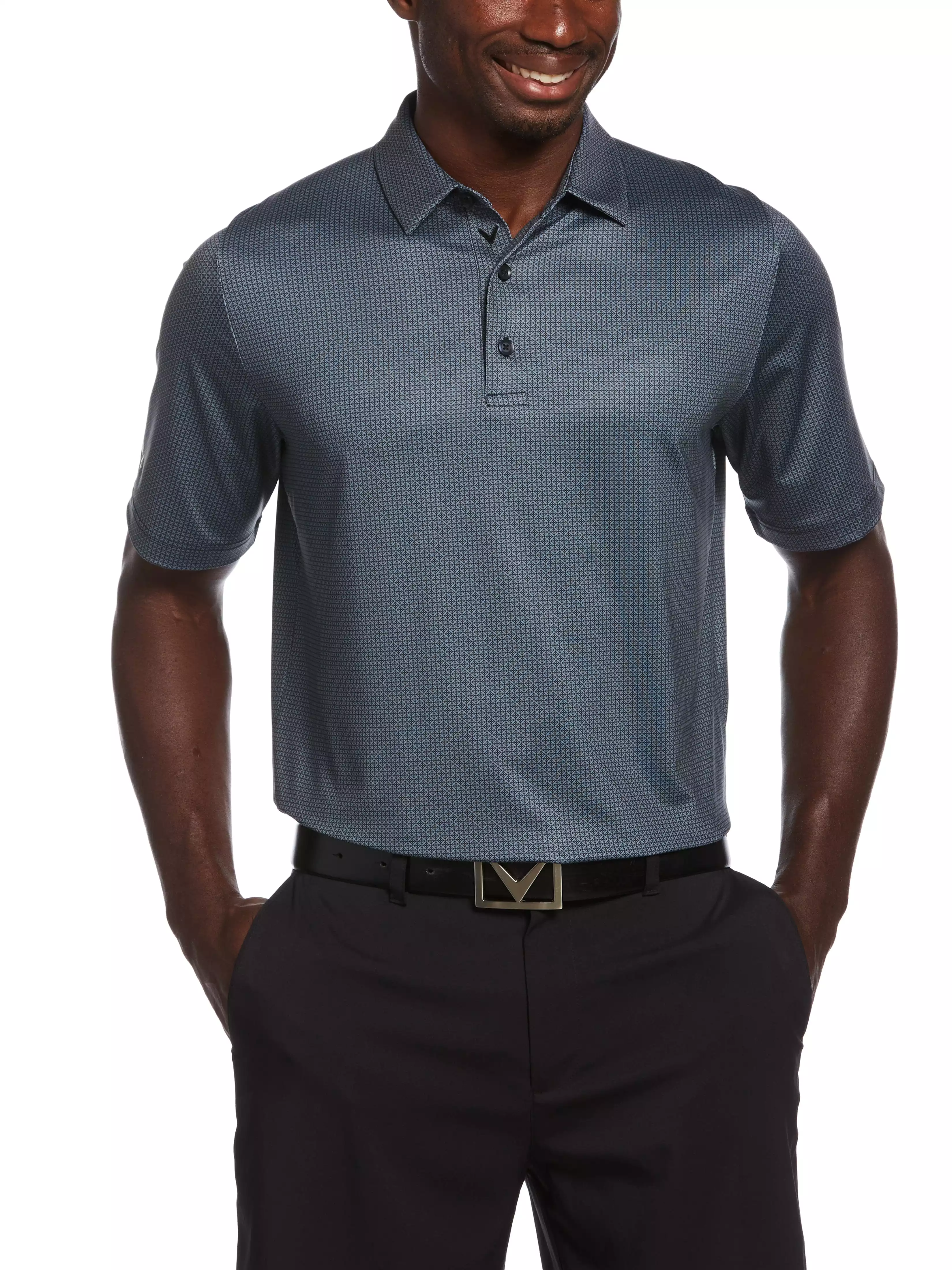 Mens Chevron Foulard Print Golf Polo