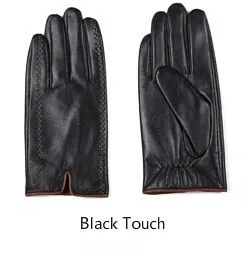 Men's Fashion Winter Genuine Leather Touch Screen Warm Goatskin Gloves