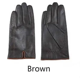 Men's Fashion Winter Genuine Leather Touch Screen Warm Goatskin Gloves