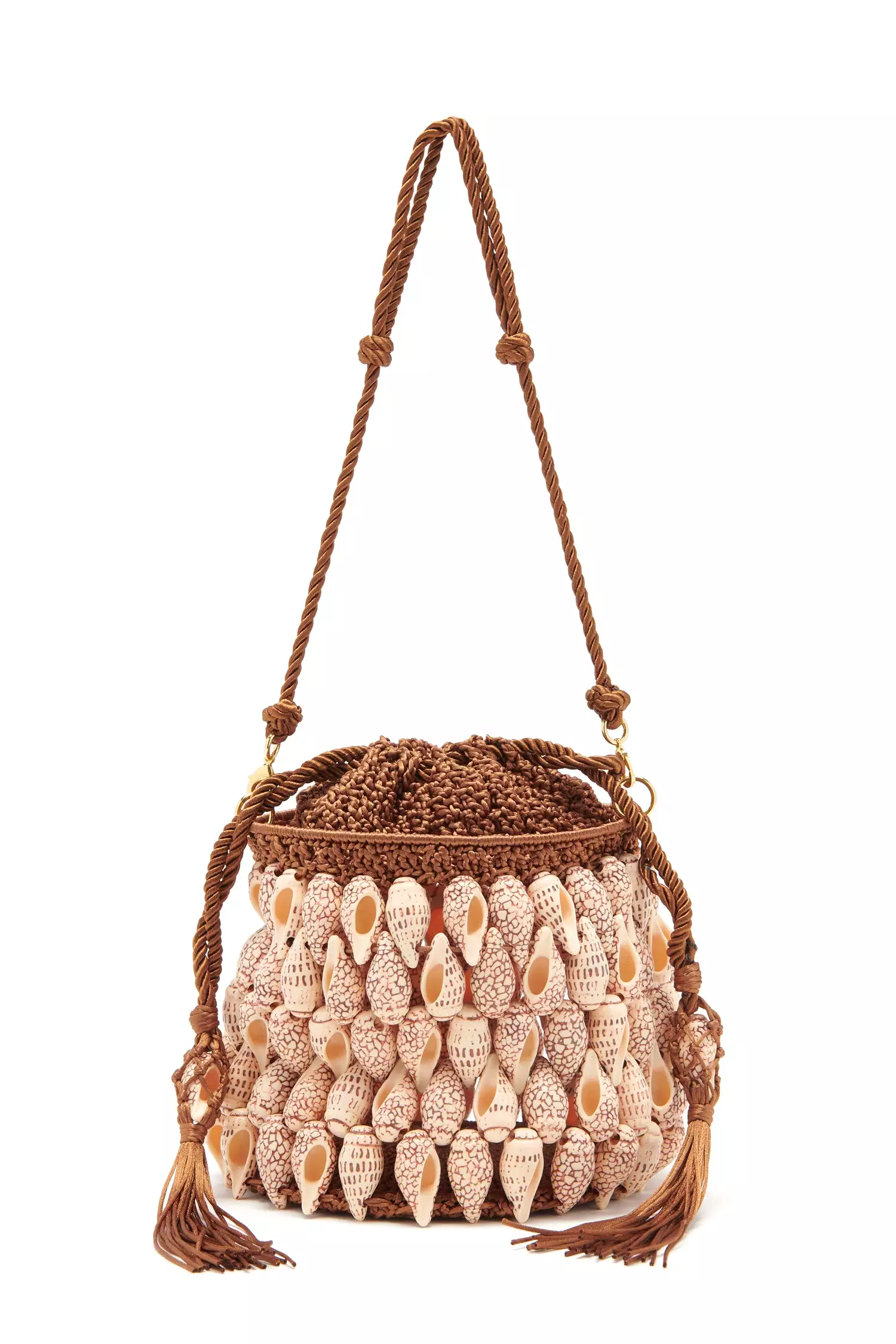 Nadia Seashell Bucket Bag - Pecan Brown