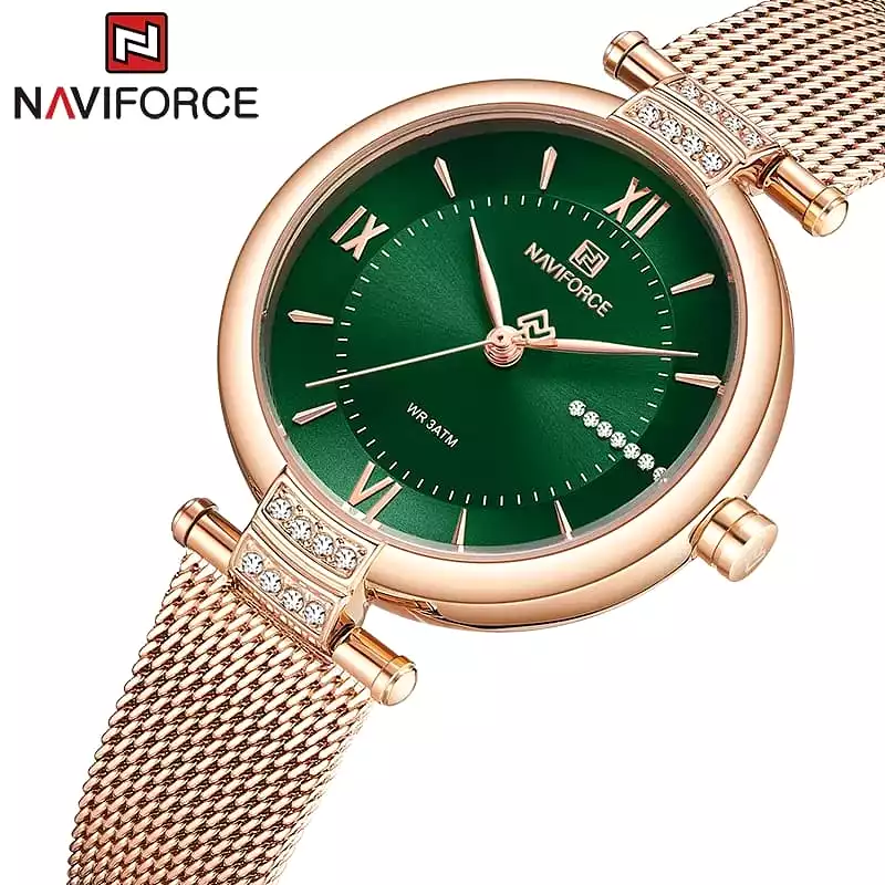 Naviforce Watch Green Face & Blue Face Rose Gold - Lady