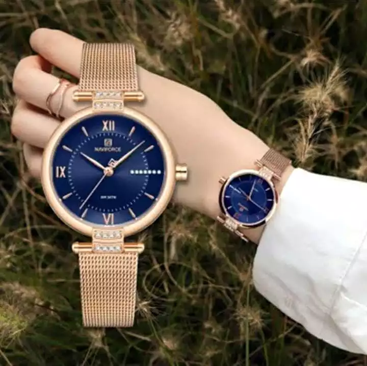 Naviforce Watch Green Face & Blue Face Rose Gold - Lady