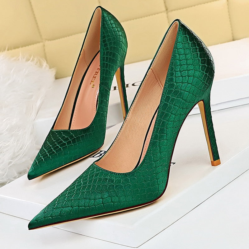 New Snake Pattern Women Pumps Sexy High Heels Party Shoes Stiletto