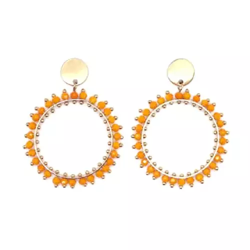 Orange Beaded Double Drop Earrings